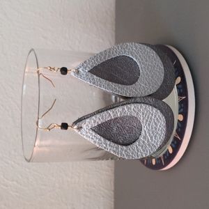 Gray Leather Earrings